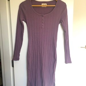 Pact Women’s Ribbed Henley Midi Dress in Thistle, S